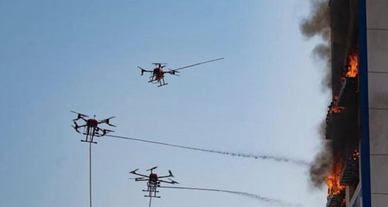 Firefighter Drones for Wildland and Urban Buildings Fire Rescue
